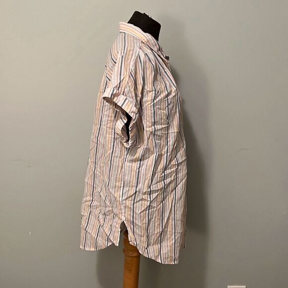 A.na. A New Approach - Women's Cream & Orange Striped Button Down Shirt - Size X - Picture 6 of 8